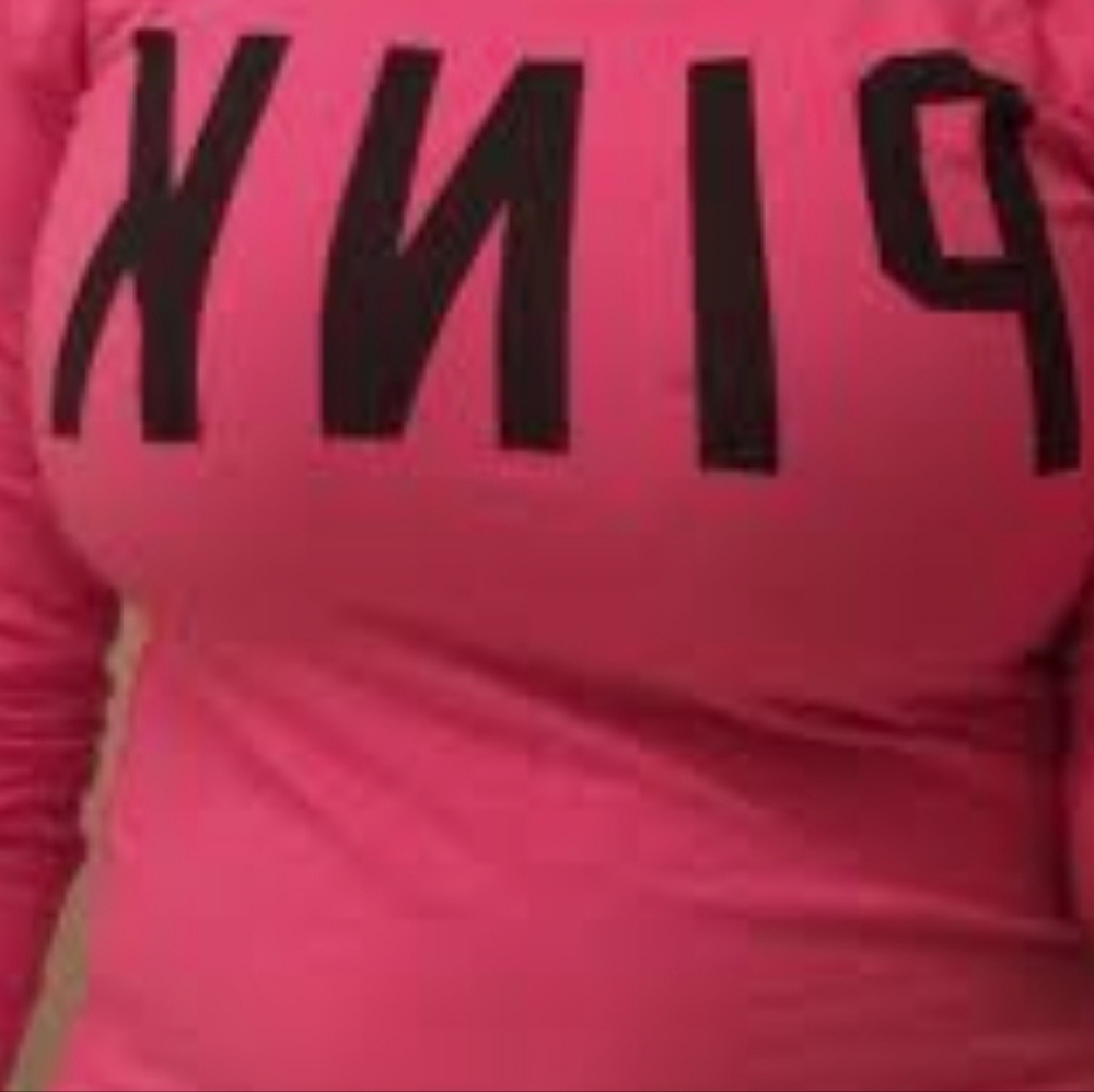 Victorias Secret PINK Red Thermal PINK Logo EUC Long Sleeve  Pullover 2014